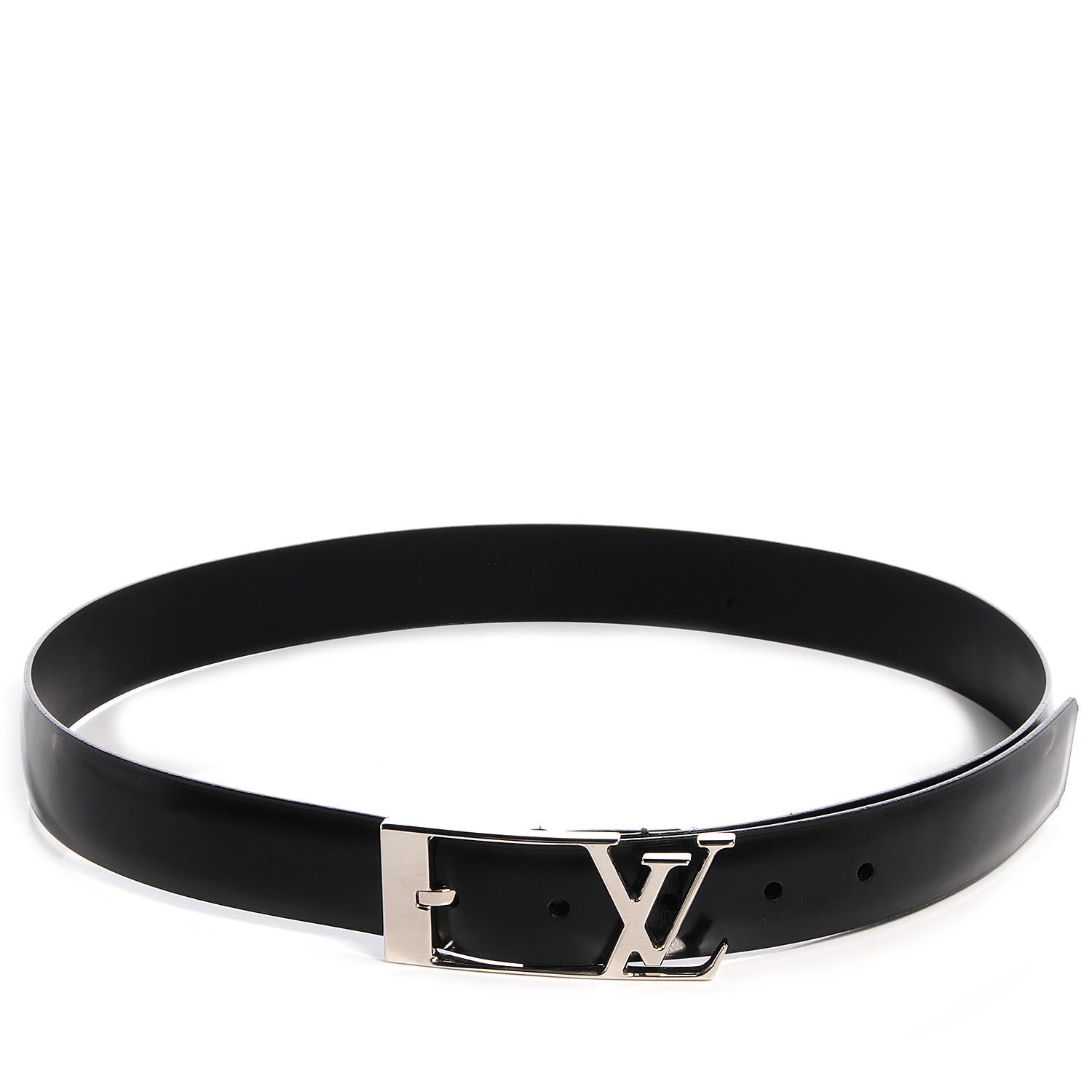 Louis Vuitton Glazed Calfskin Anagramme Belt 85 34 Black 1 of 7