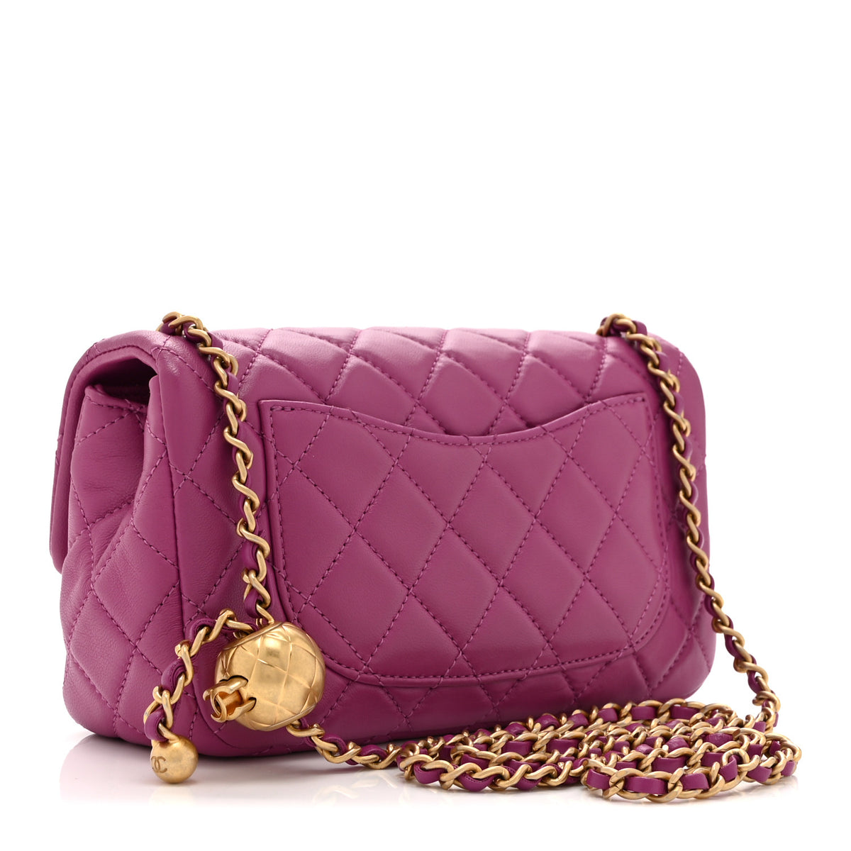 Chanel Lambskin Quilted Mini Rectangular Pearl Crush Flap Purple 3 of 10