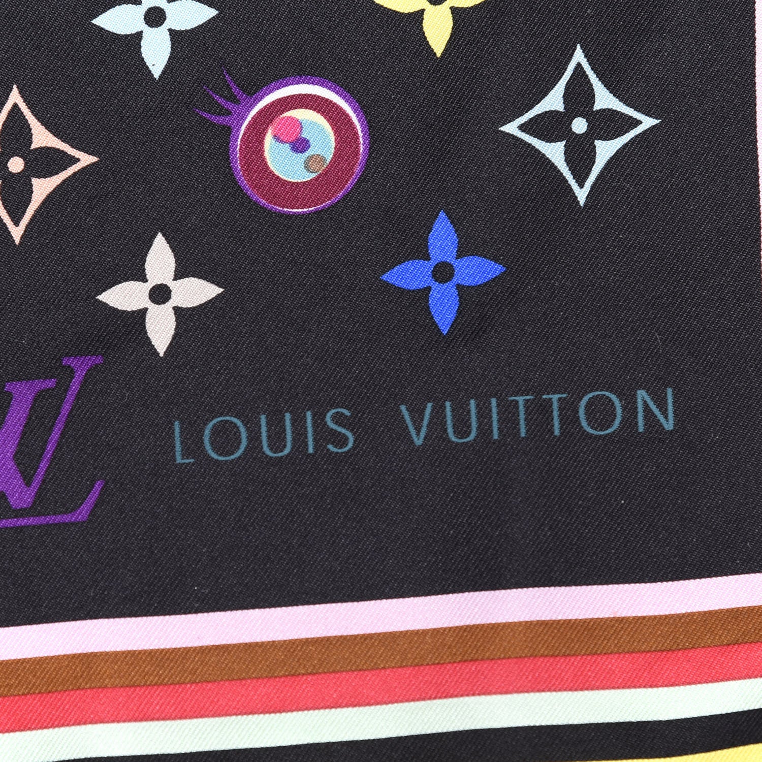 Louis Vuitton Silk Multicolor Eye Love Scarf Black 2 of 4