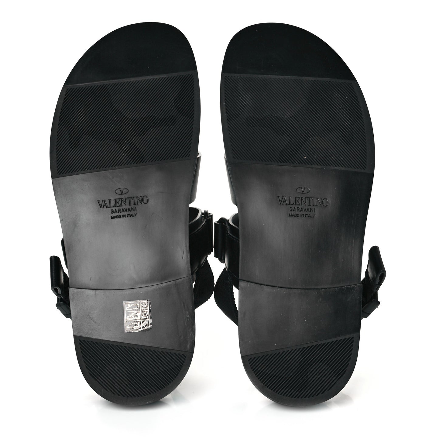 Calfskin Mens Logo Sandals 45 Black