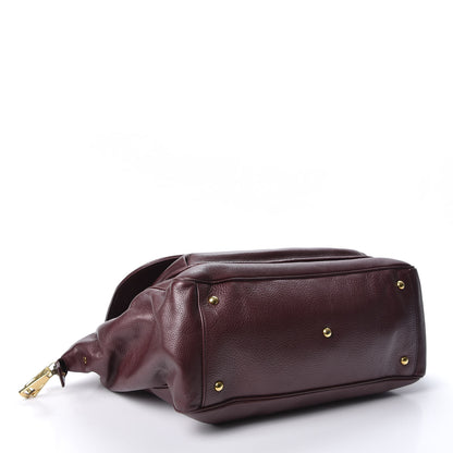 Gucci Metallic Pebbled Calfskin Medium 1973 Top Handle Satchel Burgundy 3 of 9