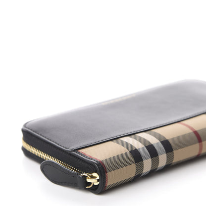 Burberry Calfskin House Check Elmore Zip Around Wallet Black 6 of 8
