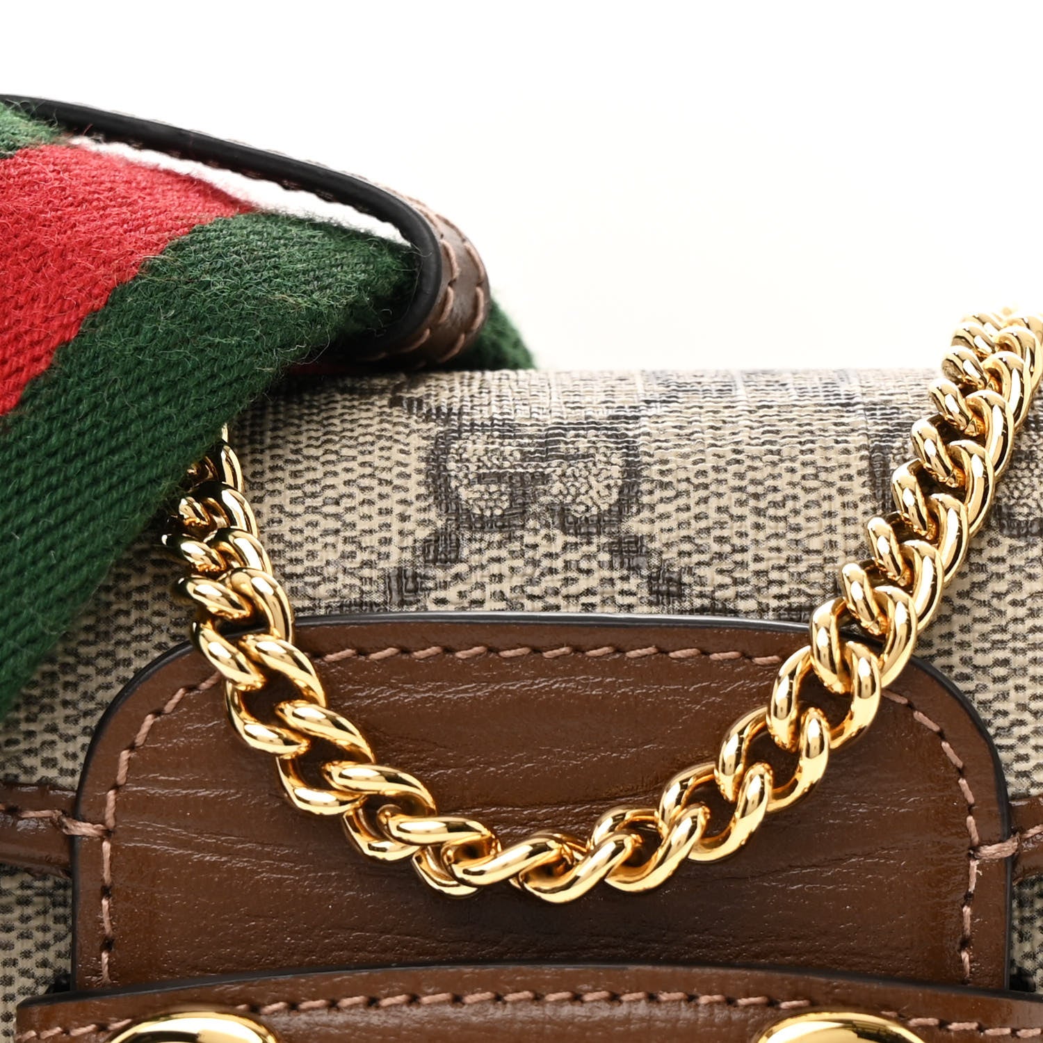Gucci GG Supreme Monogram Azalea Calfskin Web Horsebit 1955 Wallet On Strap Beige Ebony Brown Sugar 8 of 11