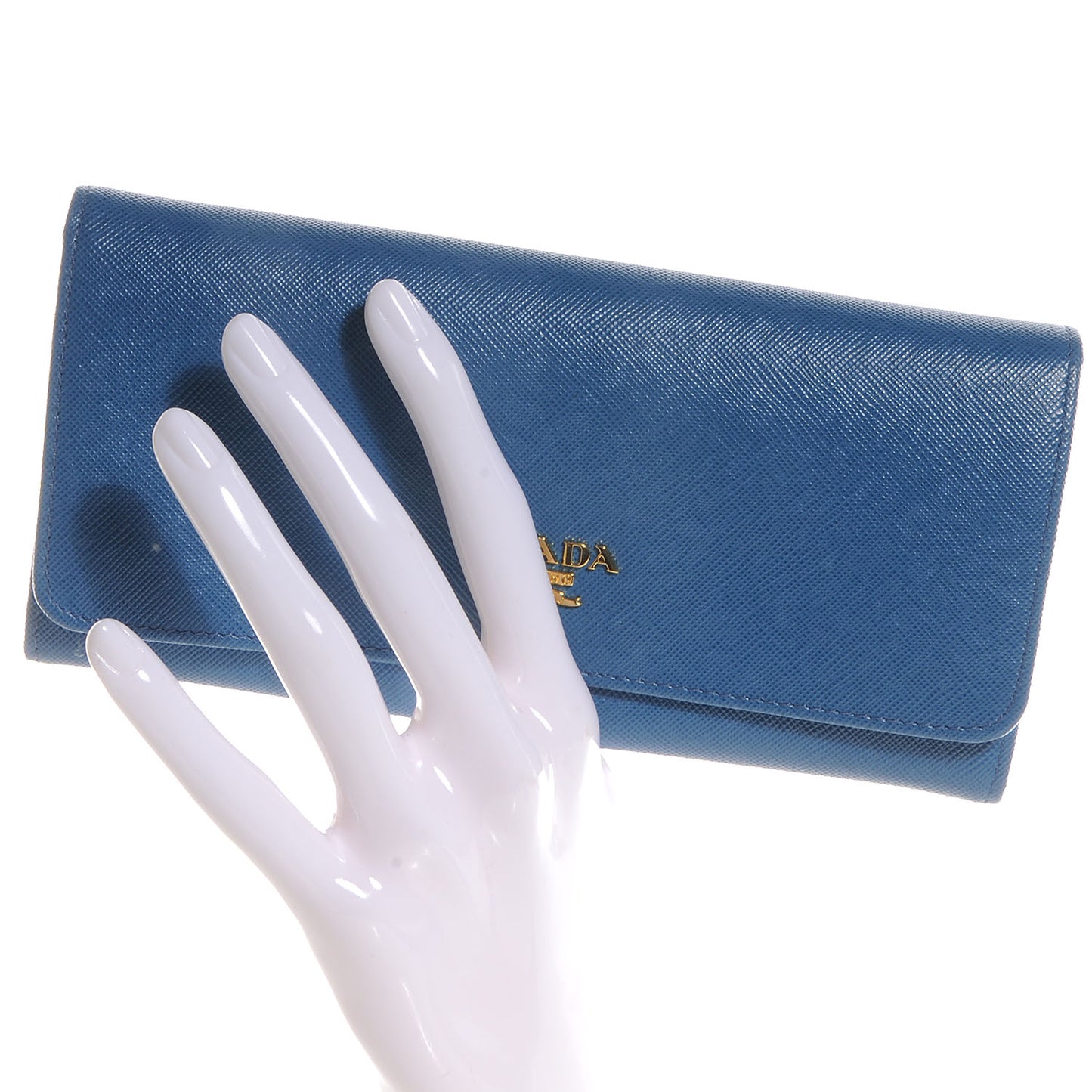 Saffiano Metal Continental Flap Wallet Cobalto