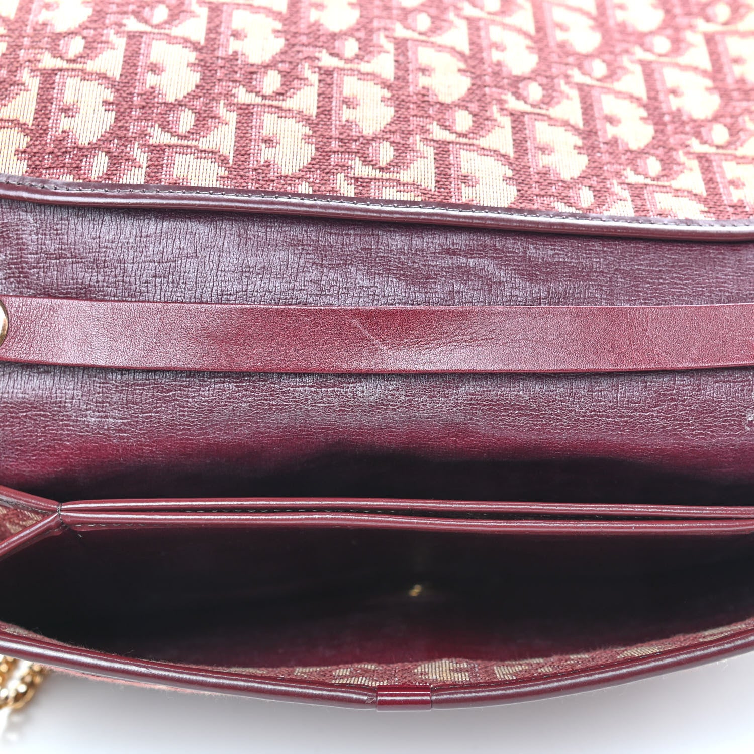 Christian Dior Monogram Chain Flap Burgundy 4 of 8