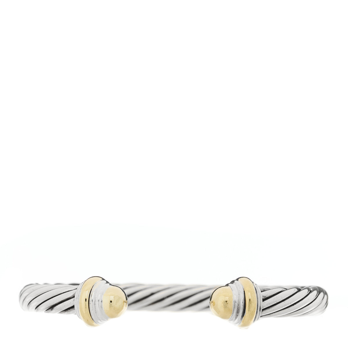 Sterling Silver 14K Yellow Gold 7mm Cable Classics Dome Bracelet