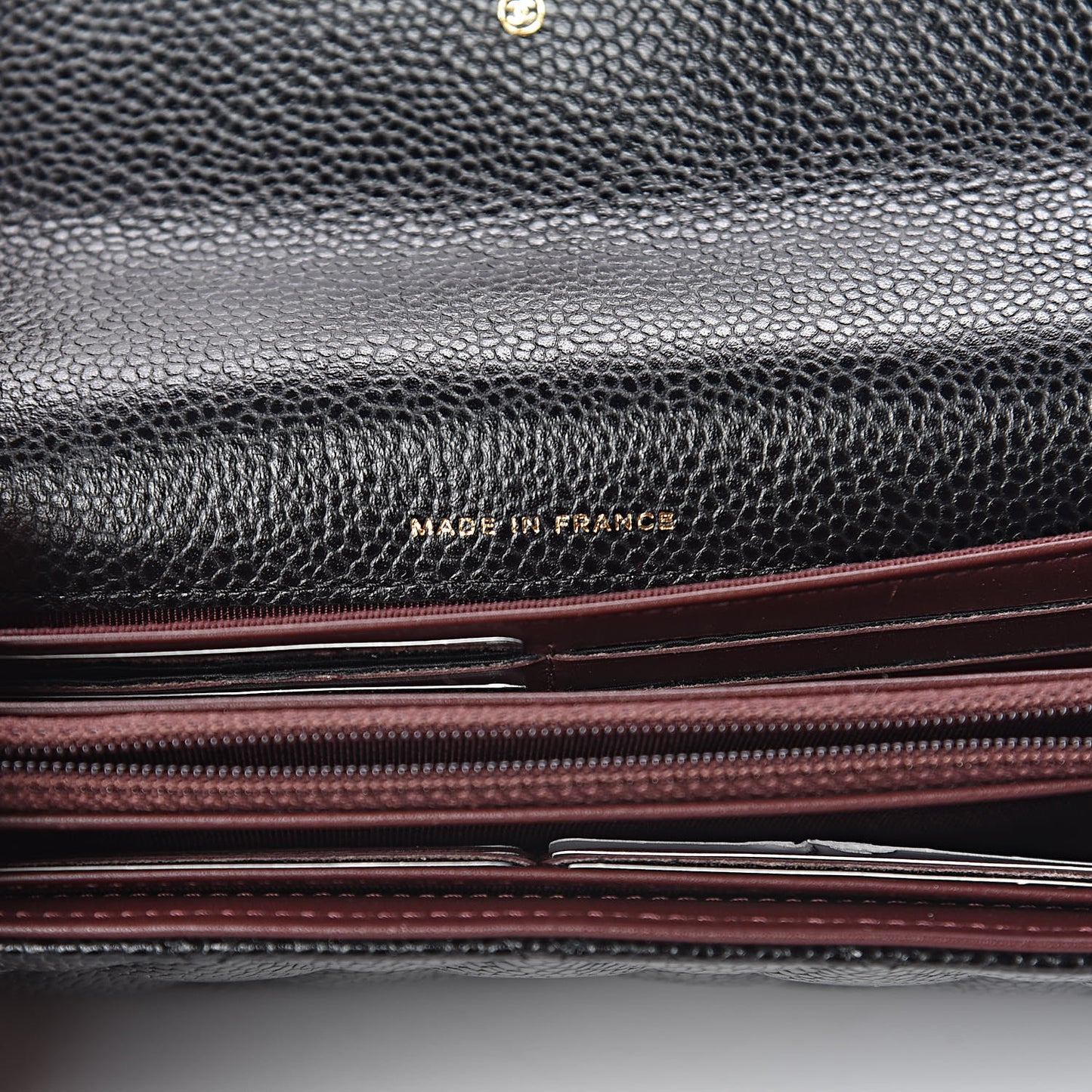 Caviar Quilted Large Gusset Flap Wallet Black