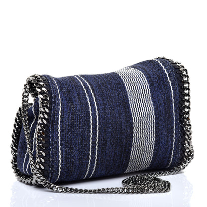 Stella McCartney Canvas Striped Mini Falabella Fold Over Tote Navy 3 of 9