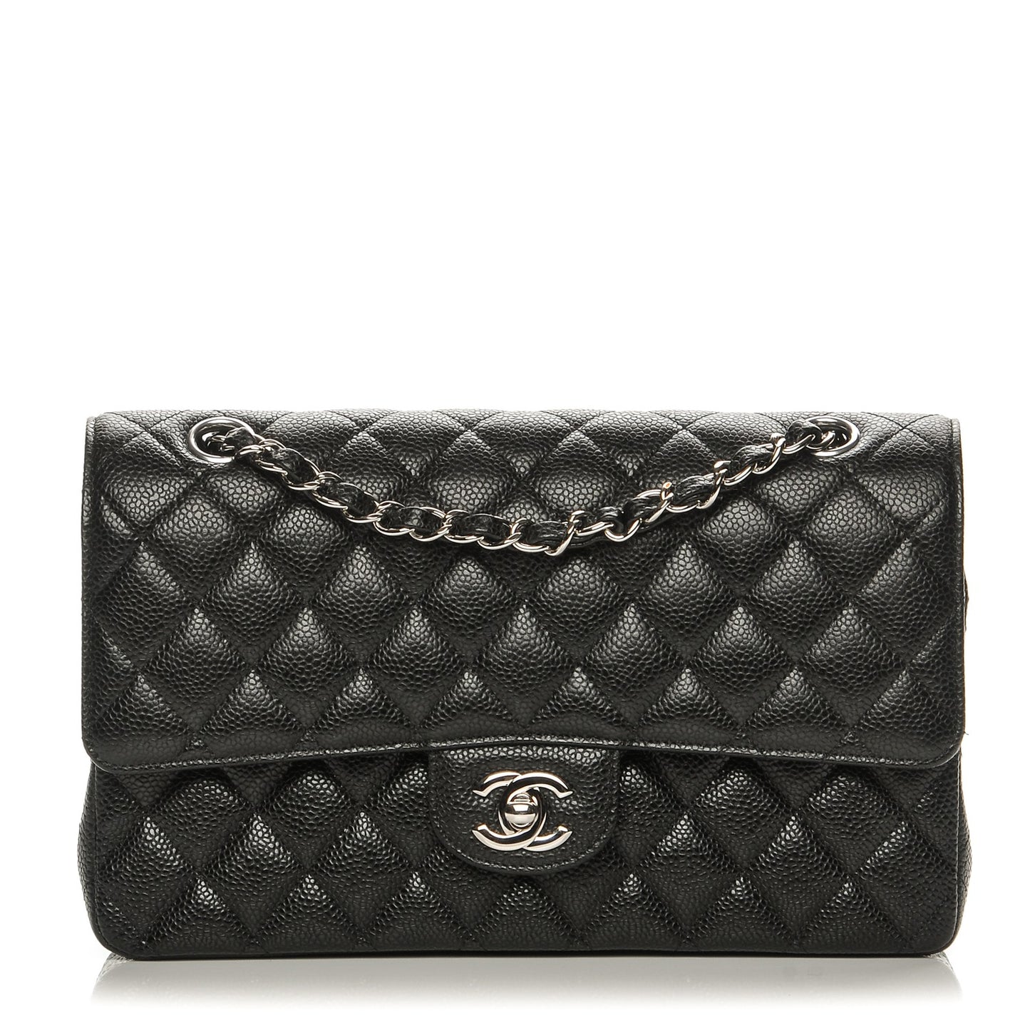 Caviar Quilted Medium Double Flap Black