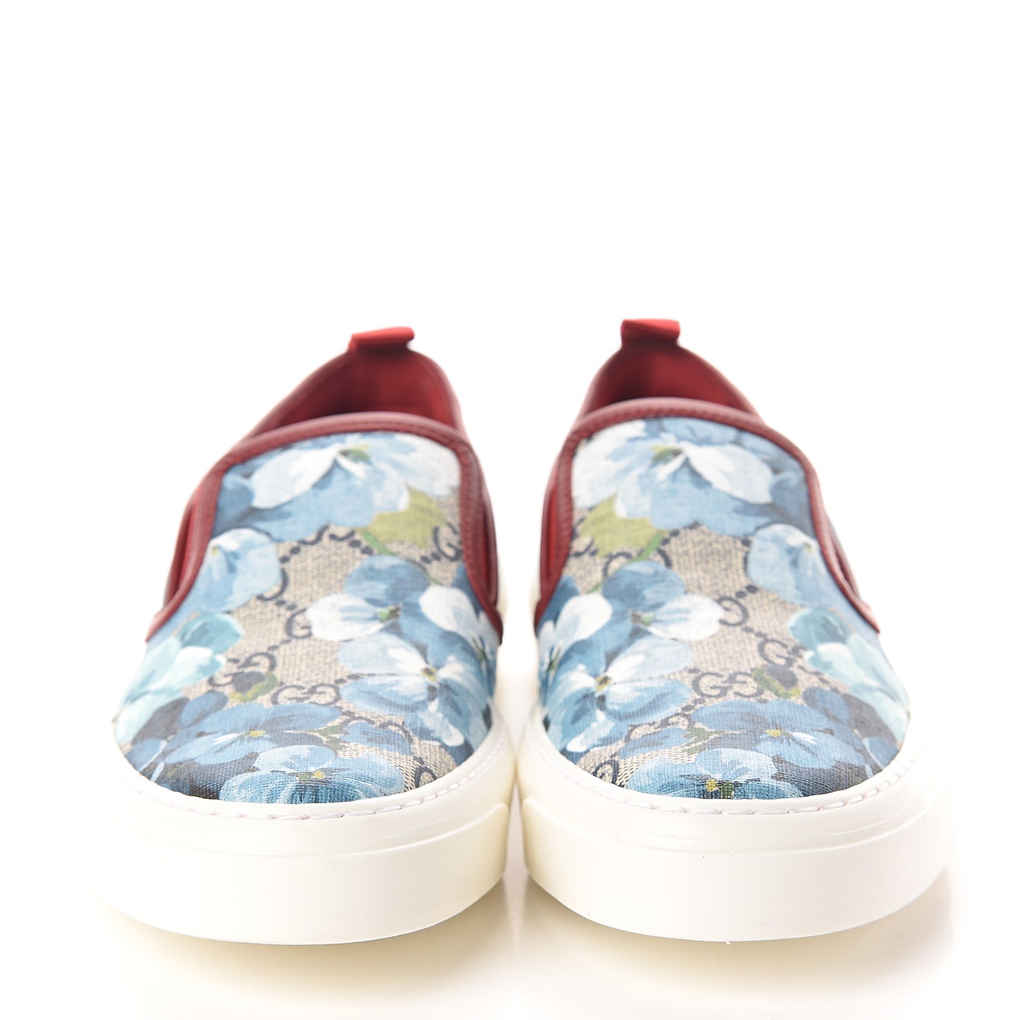 GG Supreme Monogram Blooms Womens Slip On Sneakers 36.5 Beige Blue Navy Red