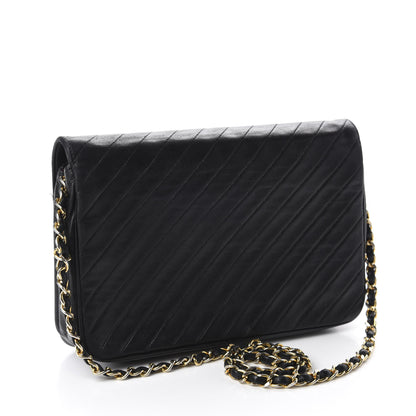 Chanel Lambskin Diagonal Quilted Small Single Flap Black 3 of 11