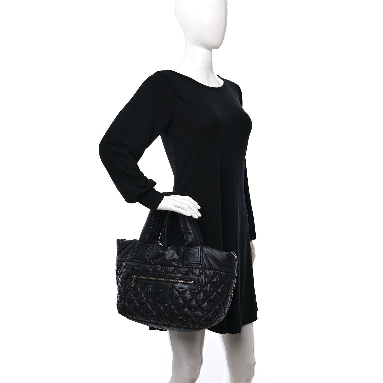 Chanel Nylon Quilted Coco Cocoon Medium Reversible Tote Black Red 3 of 9