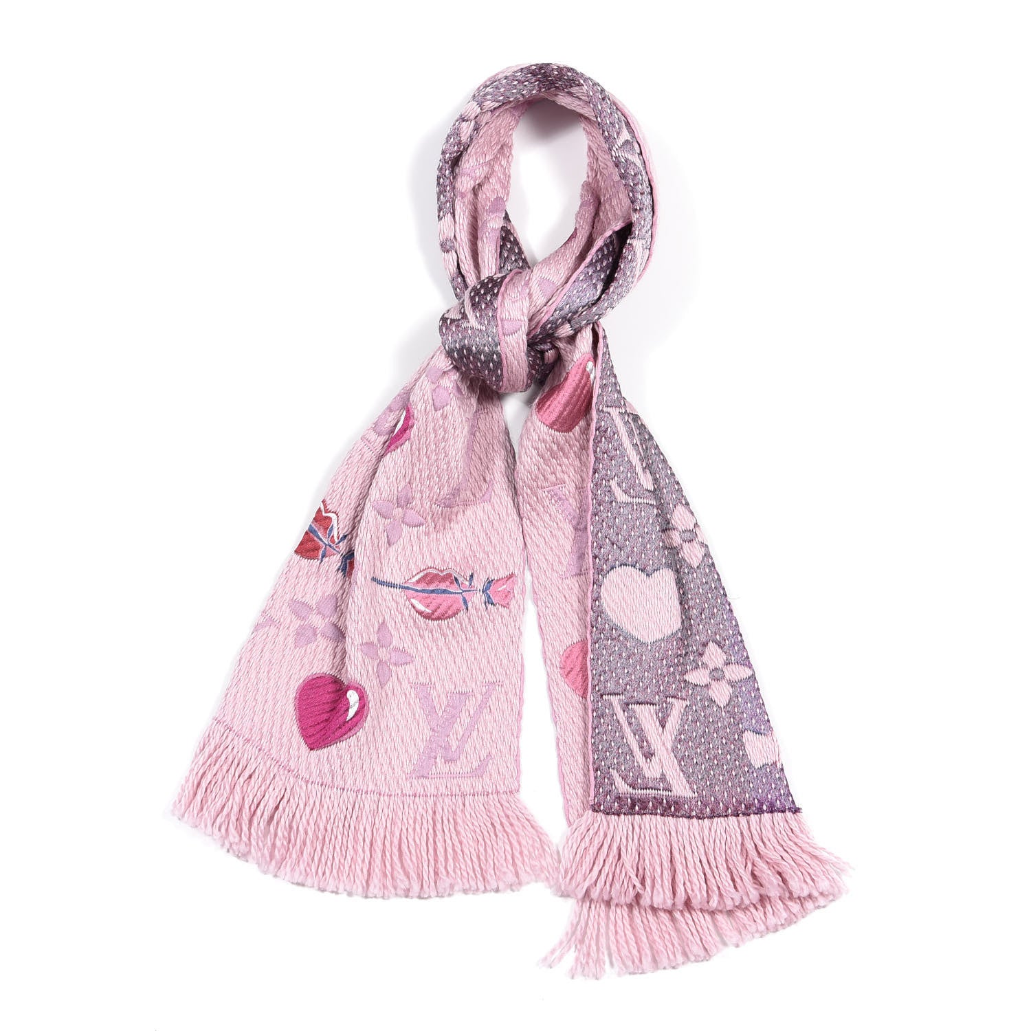 Louis Vuitton Wool Silk Logomania A La Folie Scarf Rose 1 of 3