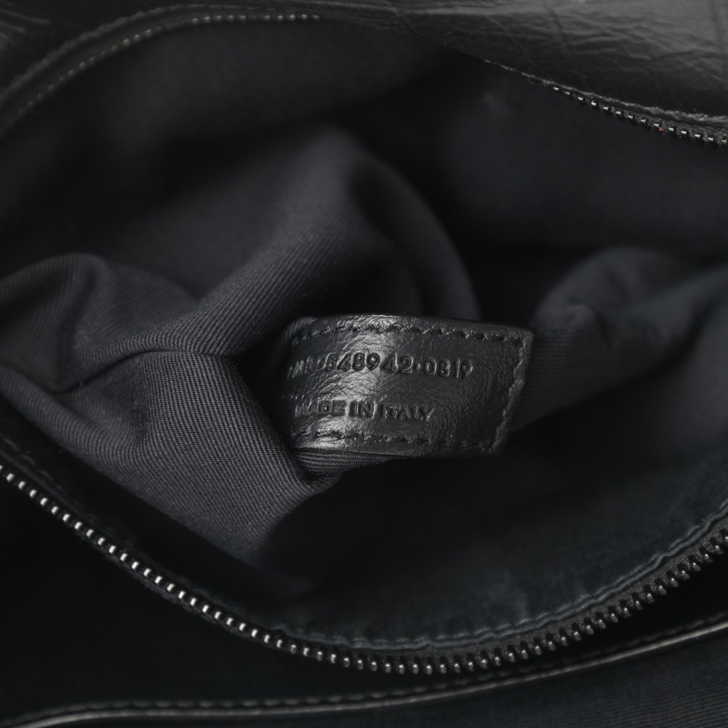 Crocodile Embossed Lambskin Monogram Medium Niki Chain Satchel Black