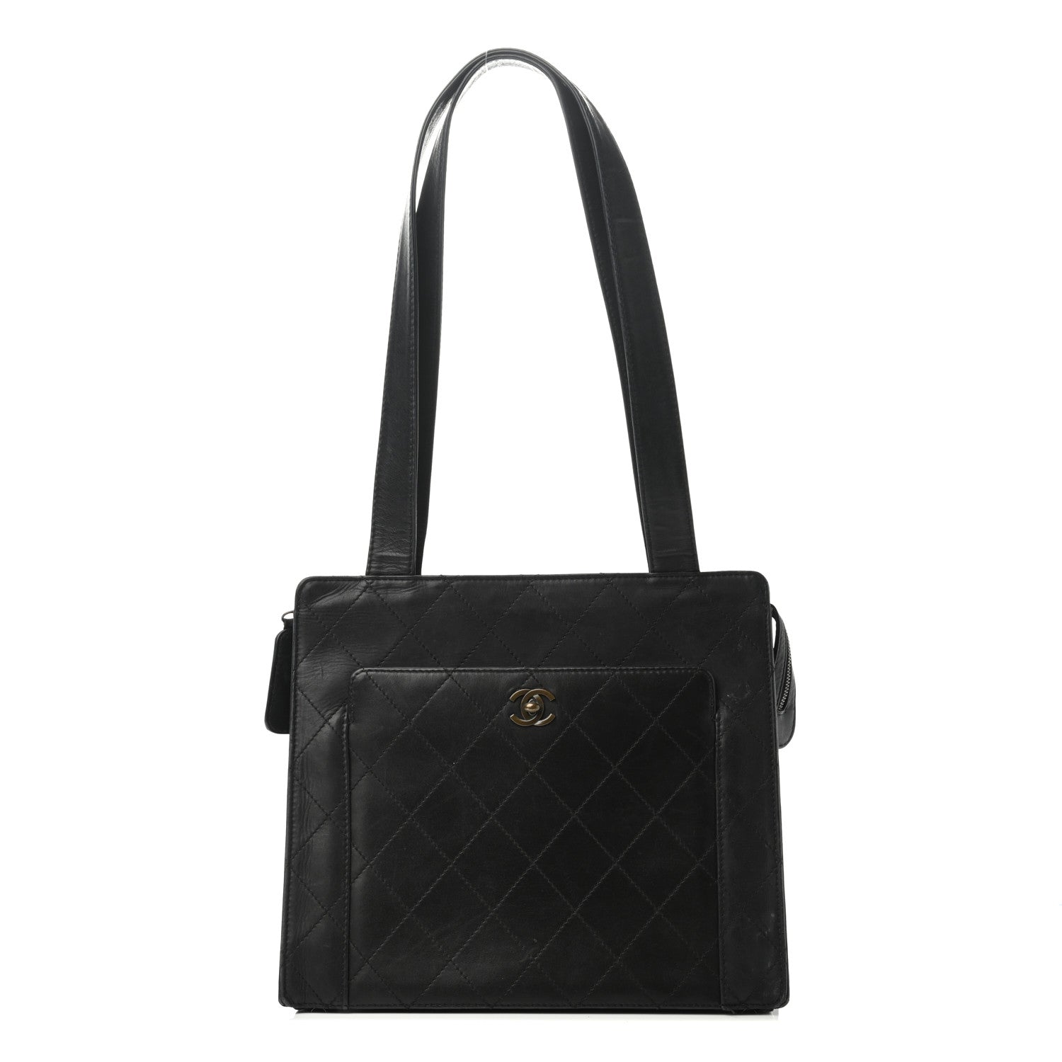 Chanel Lambskin Stitched Shoulder Bag Black 1 of 4