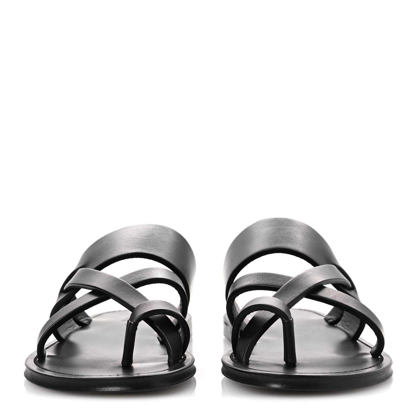 Calfskin Mens Culver Flat Mules Sandals 41 Black
