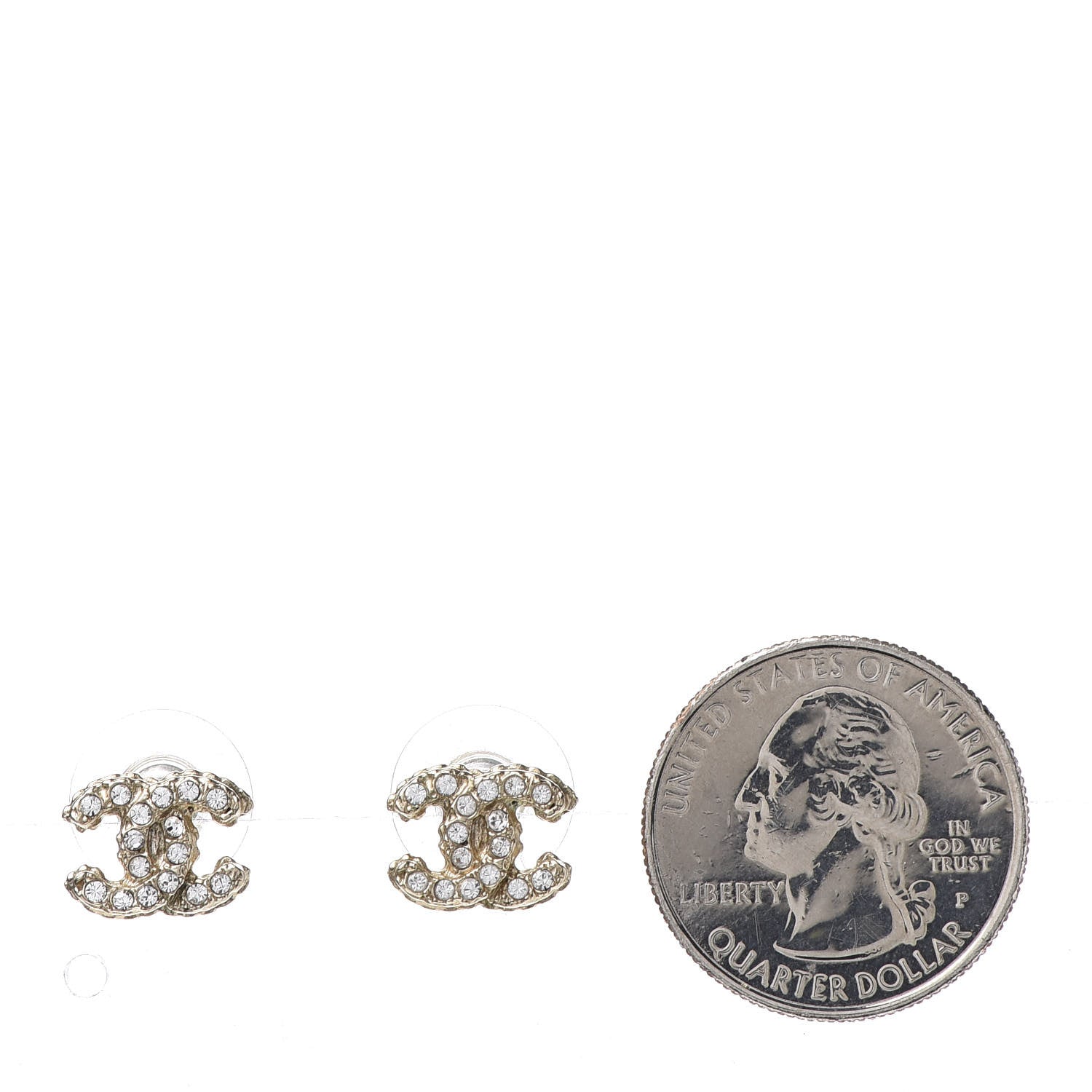 Chanel Crystal Mini Timeless CC Earrings Gold 2 of 5
