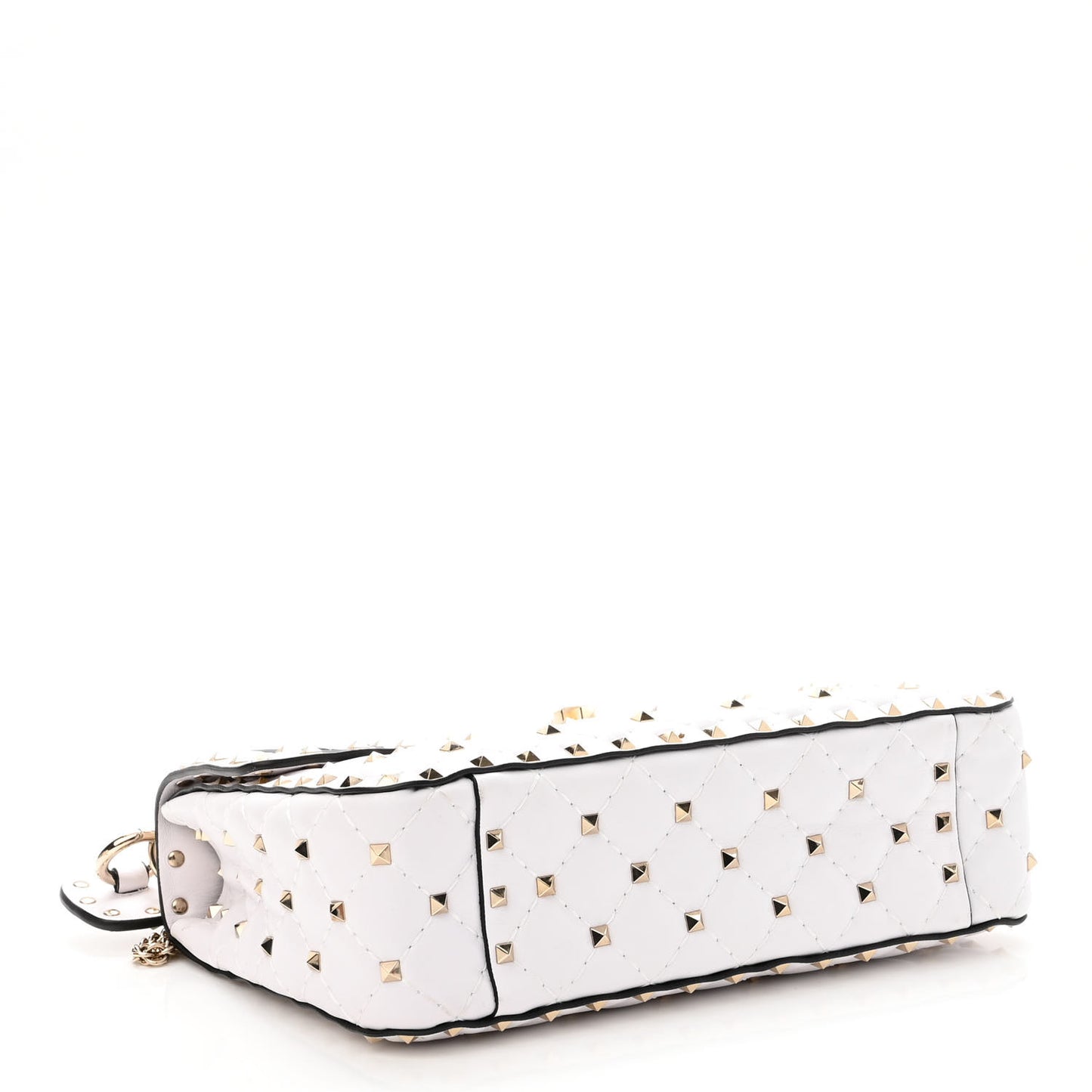 Lambskin VLTN Print Medium Rockstud Spike Shoulder Bag Optic White Black