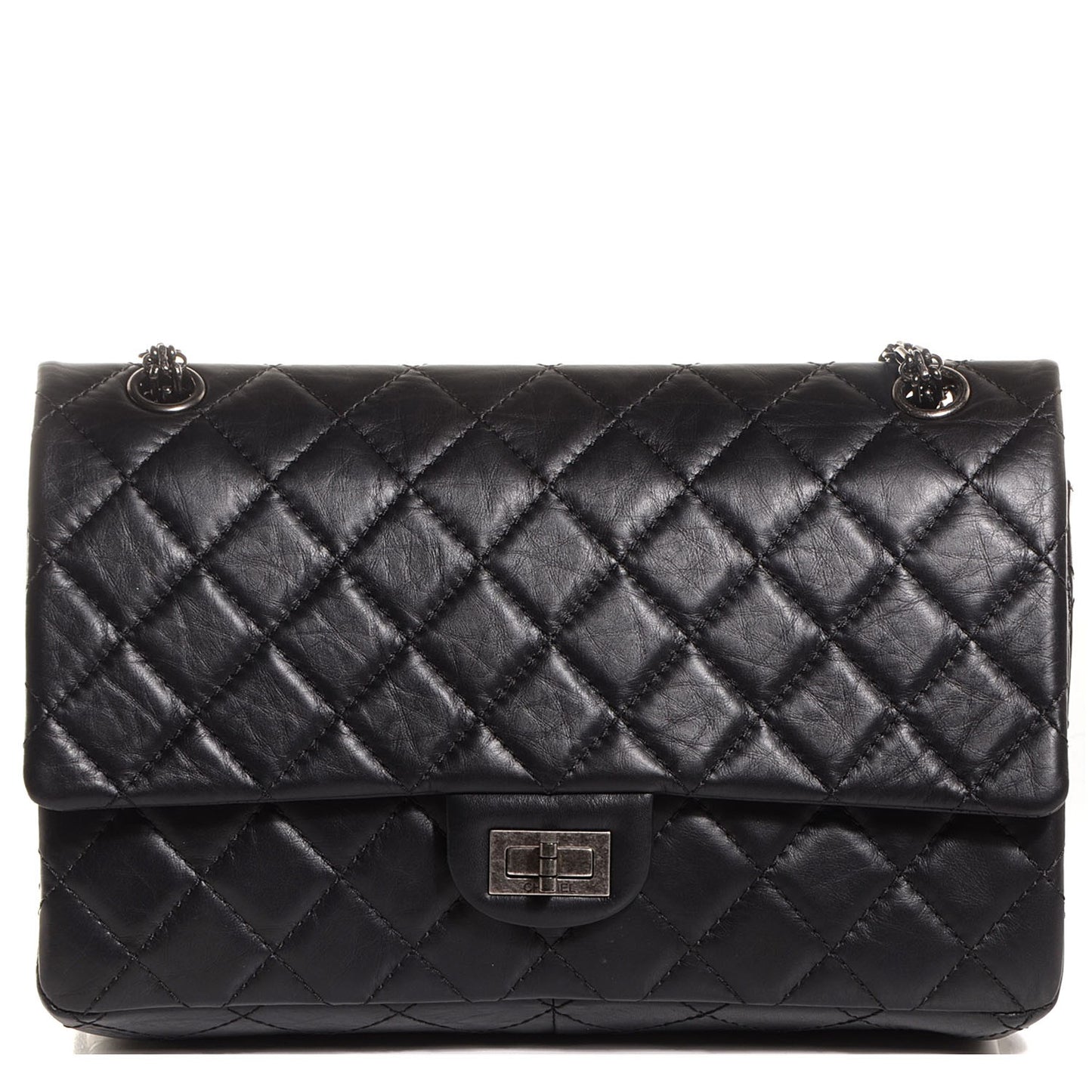 Aged Calfskin Quilted 2.55 Reissue 226 Flap Black