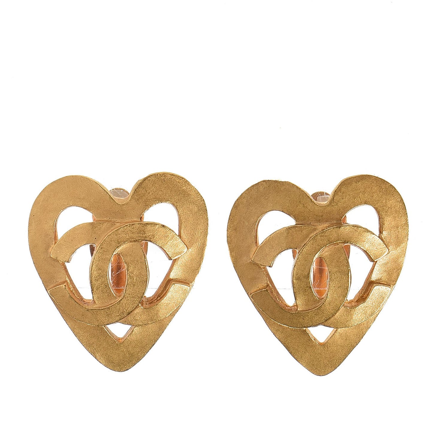 CC Heart Clip On Earrings Gold