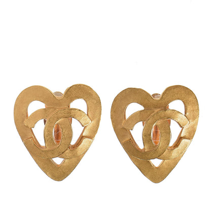 Chanel CC Heart Clip On Earrings Gold 1 of 5