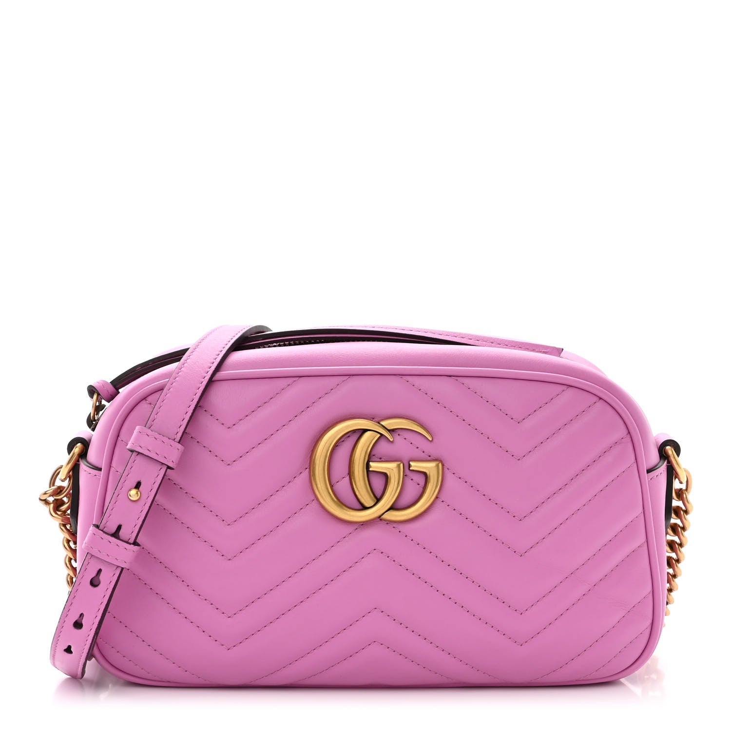 Gucci Calfskin Matelasse Small GG Marmont Chain Shoulder Bag Candy Mousse 1 of 10