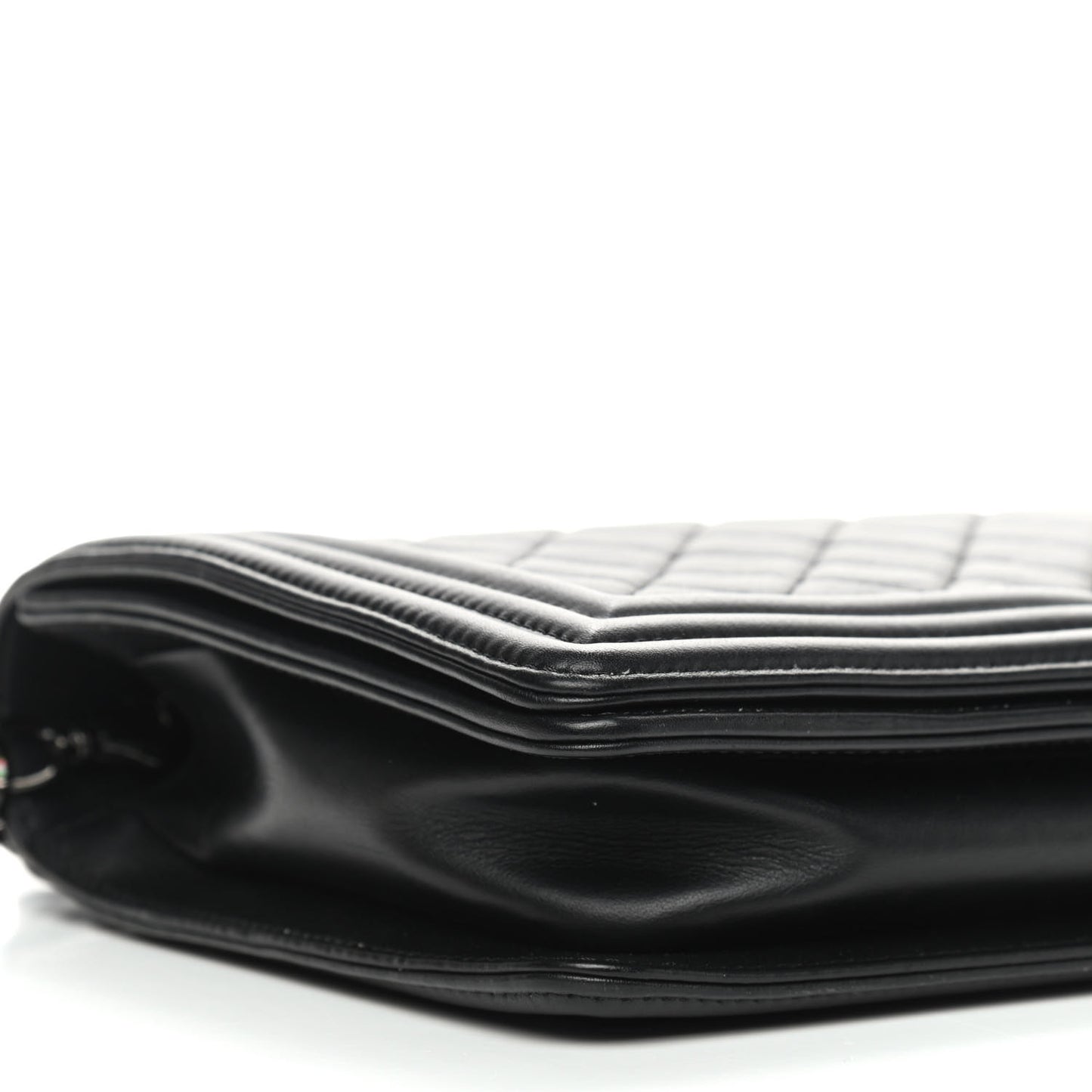 Calfskin Quilted Boy Clutch With Removable Chain So Black