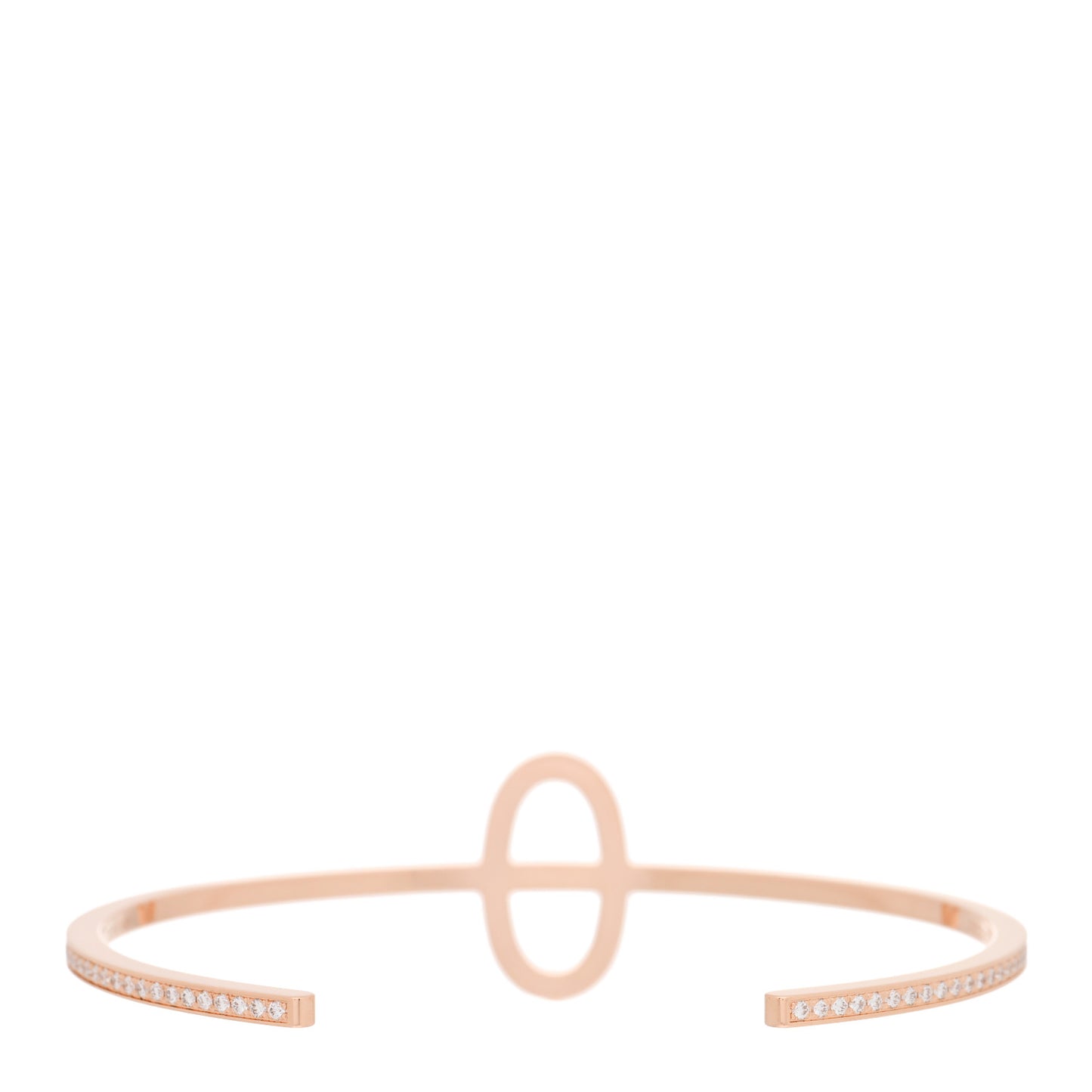 18K Rose Gold Diamond Chaine d'Ancre Contour Cuff Bracelet SH