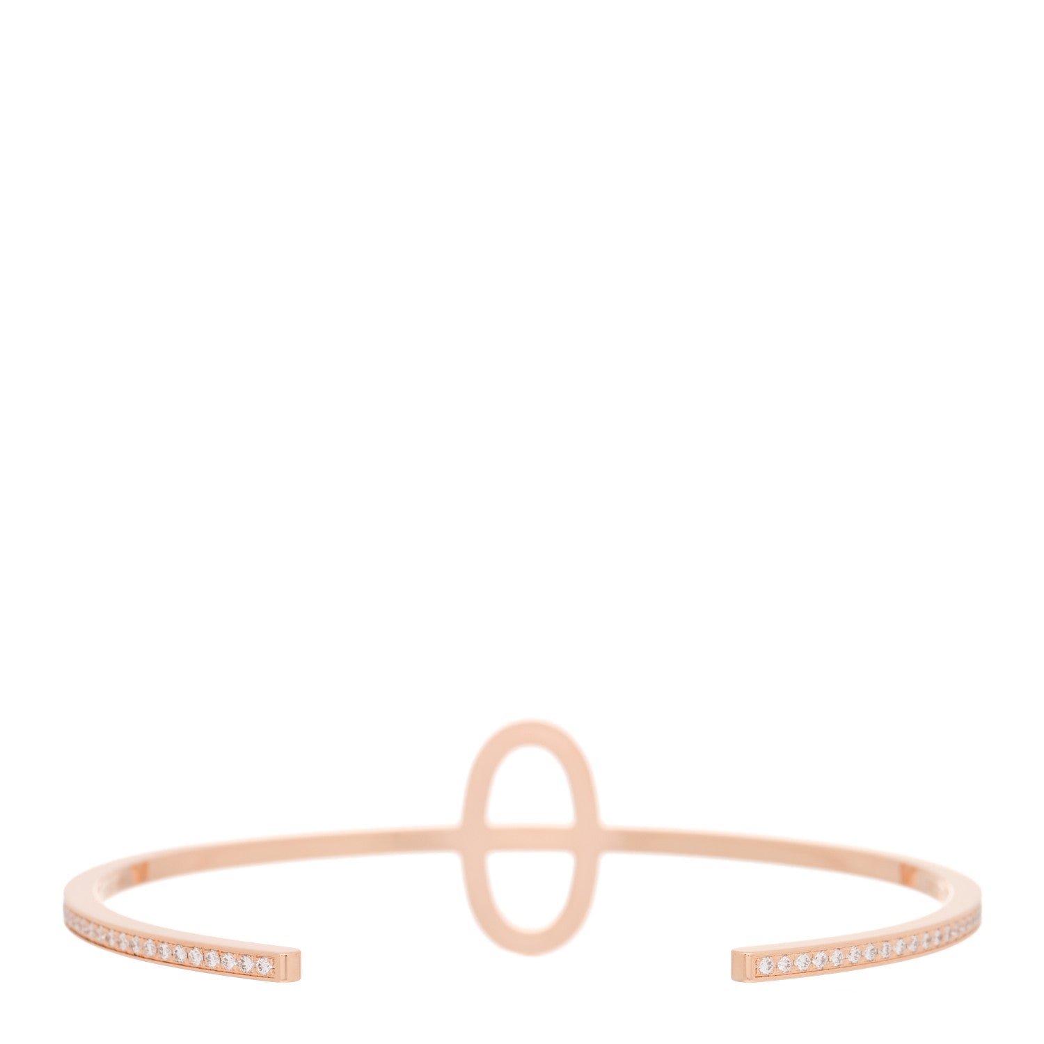 Hermes 18K Rose Gold Diamond Chaine d'Ancre Contour Cuff Bracelet SH 2 of 4