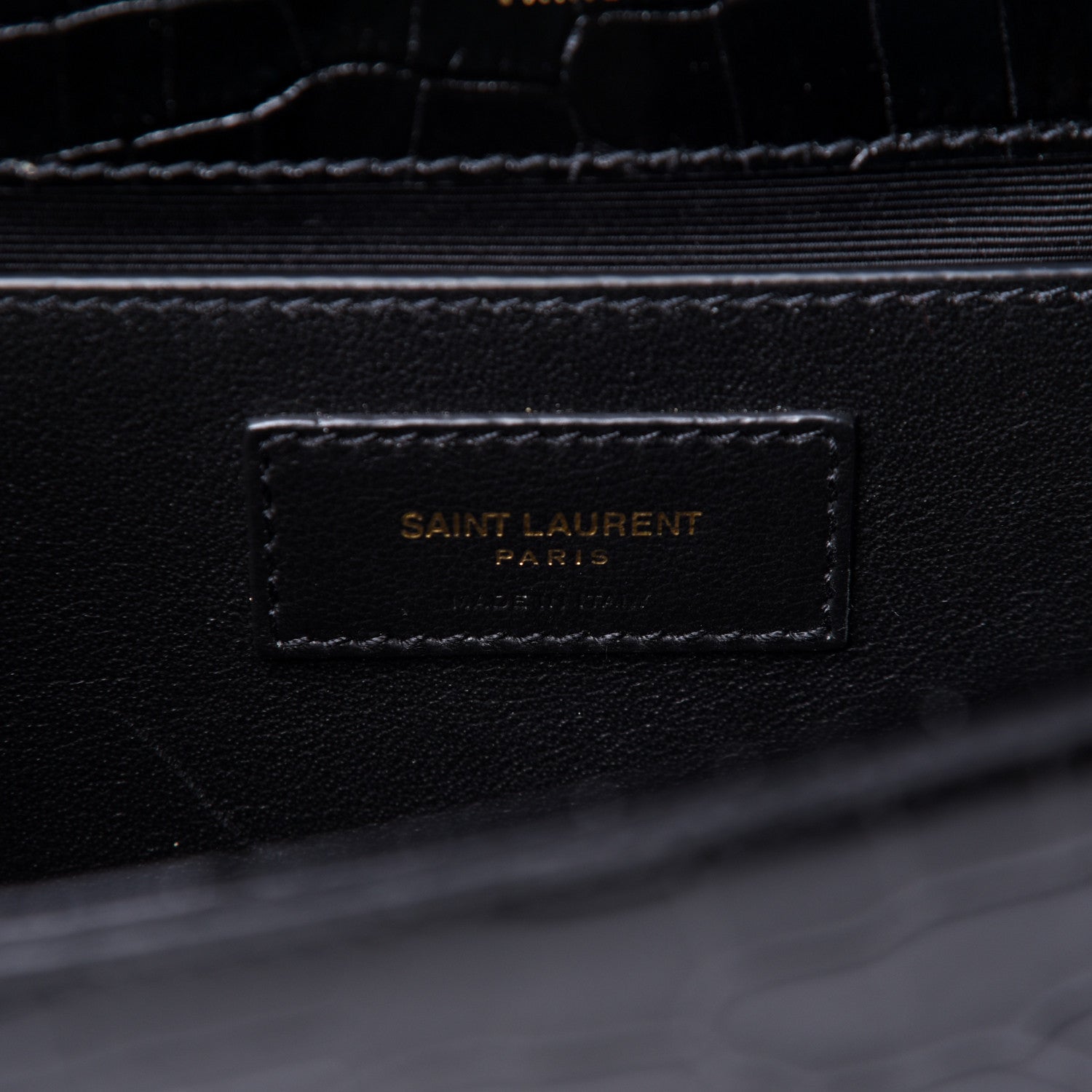 Saint Laurent Calfskin Crocodile Embossed Medium Classic Monogram Kate Tassel Satchel Black 7 of 10