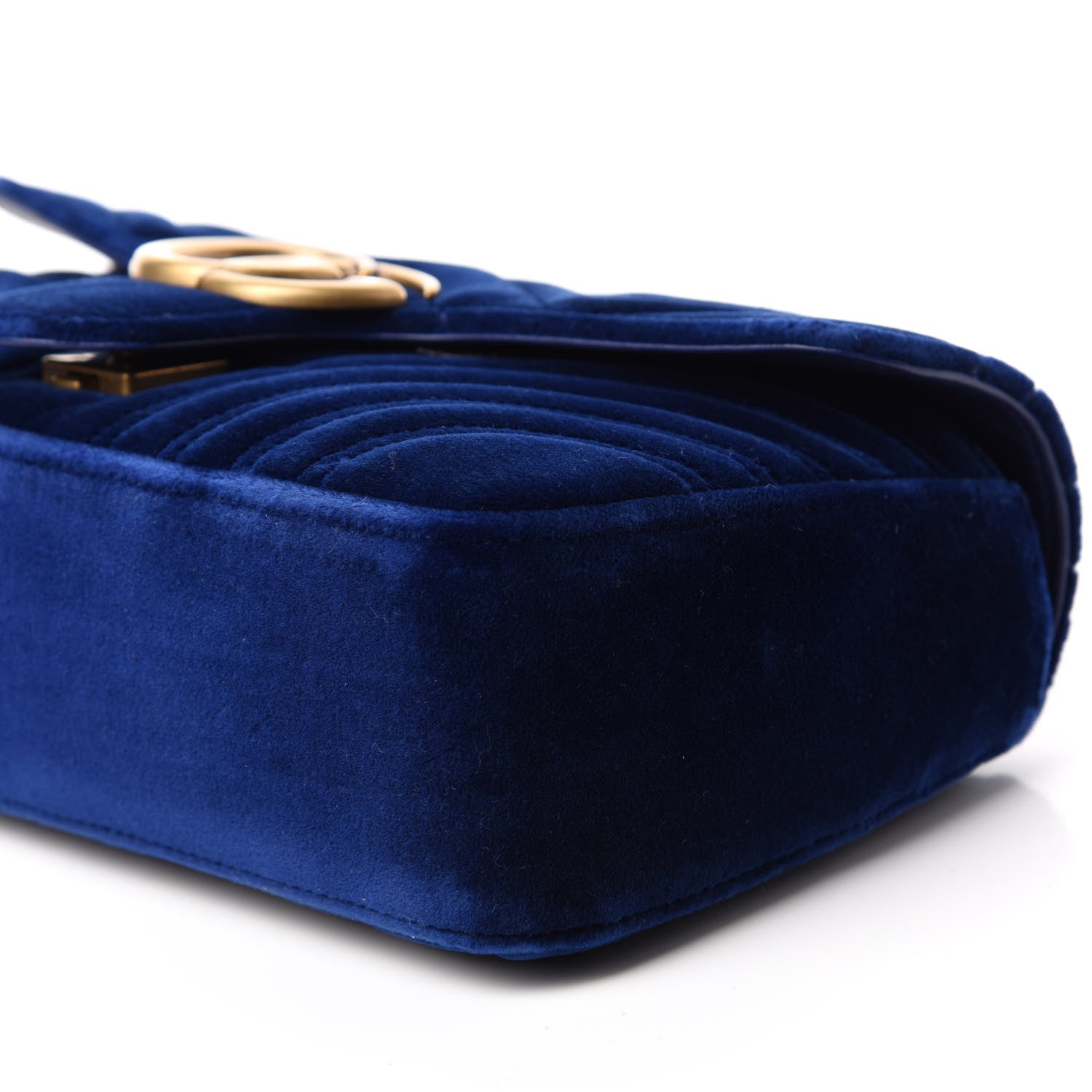 Gucci Velvet Matelasse Small GG Marmont Shoulder Bag Cobalt Blue 8 of 11