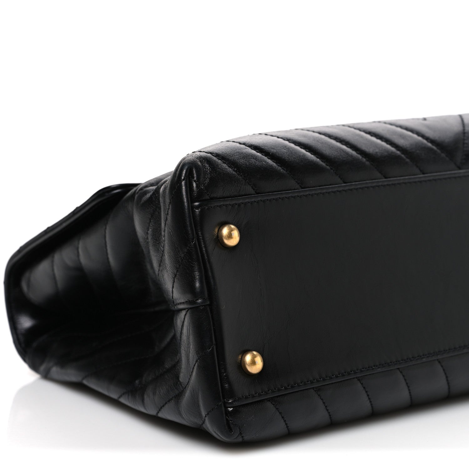 Chanel Aged Calfskin Chevron Quilted Medium Coco Handle Flap Black 9 of 10