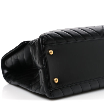 Chanel Aged Calfskin Chevron Quilted Medium Coco Handle Flap Black 9 of 10