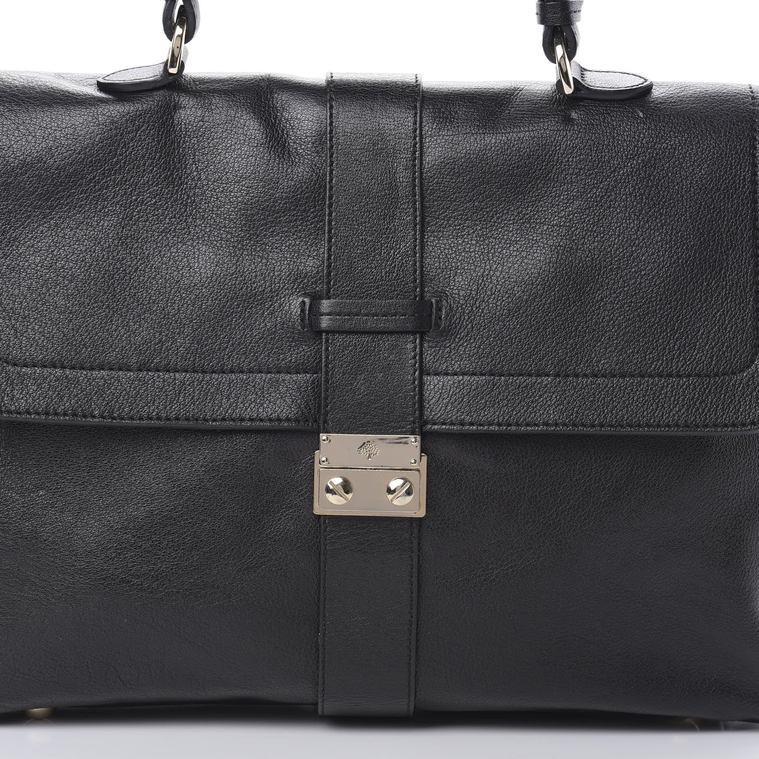 Mulberry Calfskin Push Lock Satchel Black 9 of 15
