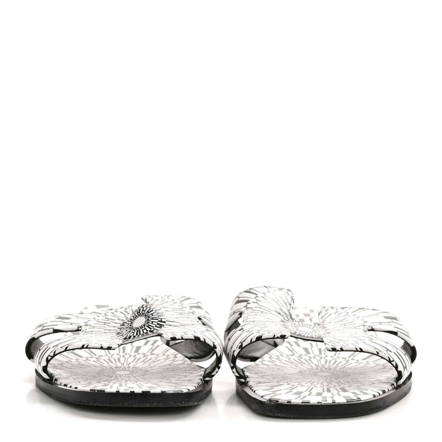 Calfskin Printed Op'H Oran Sandals 39 Black White