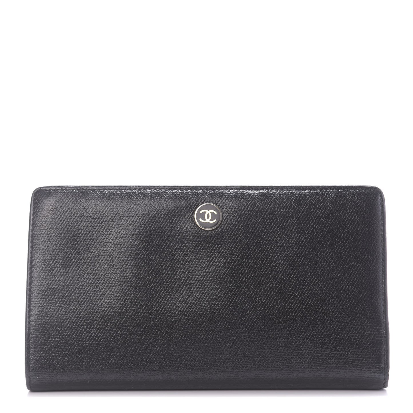 Grained Calfskin CC Button Yen Wallet Black