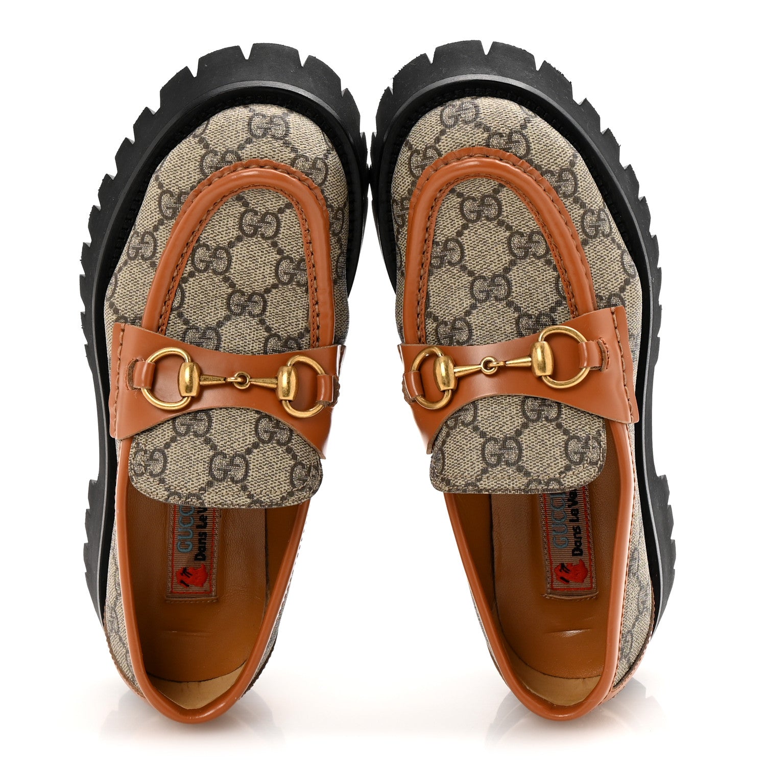 Gucci GG Supreme Monogram Cordovan Lux Womens Harald Horsebit 25mm Platform Loafers 36.5 Beige Ebony 2 of 11