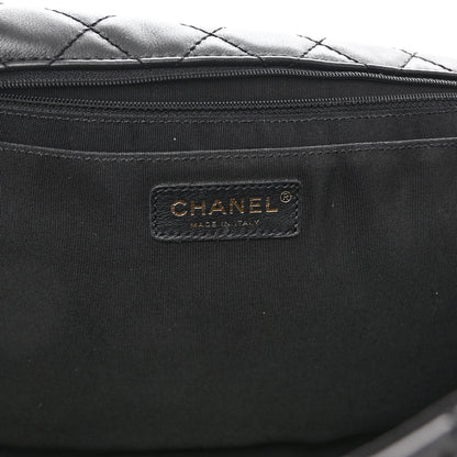 Chanel Metallized Calfskin Quilted Small XXL Travel Flap Bag Black 6 of 10