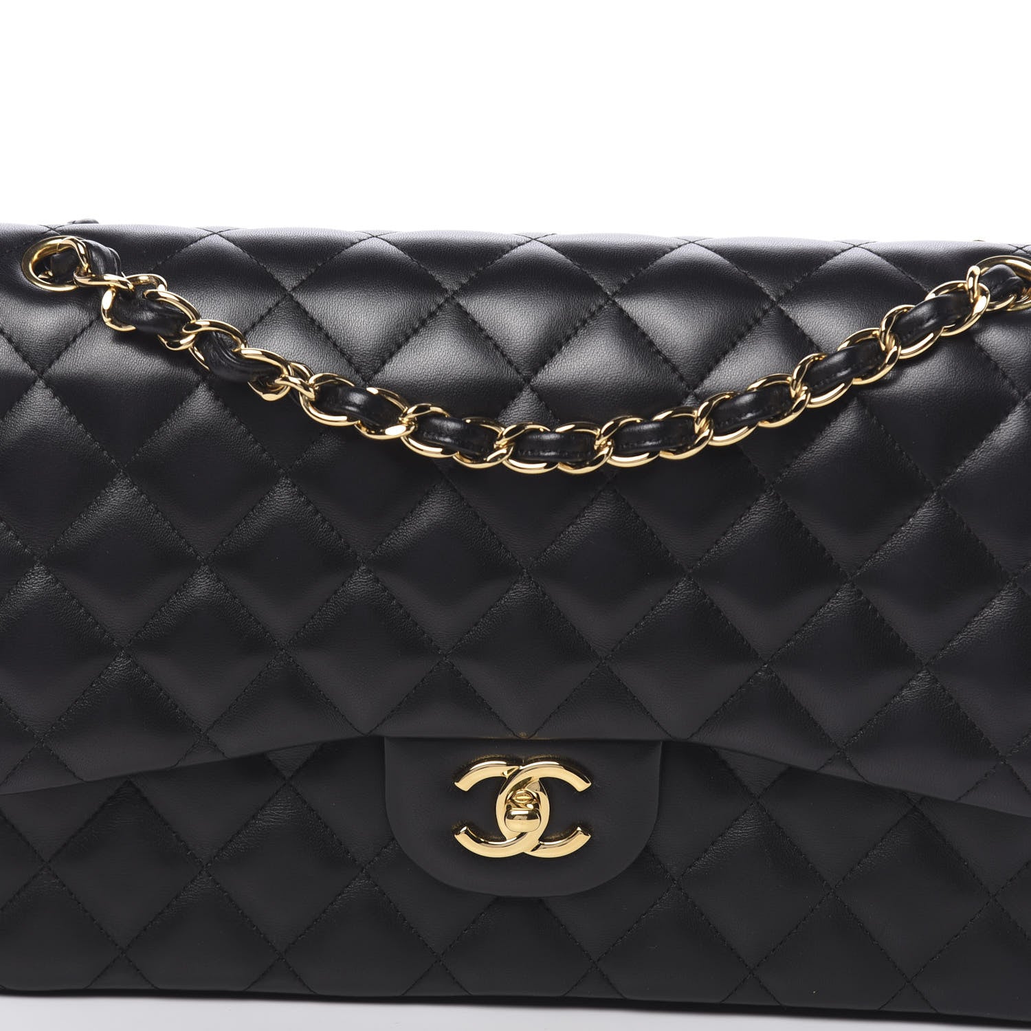 Chanel Lambskin Quilted Jumbo Double Flap Black 10 of 13