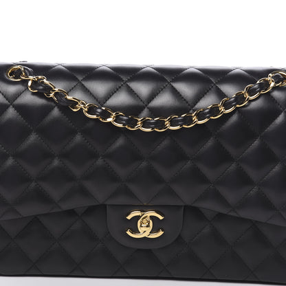 Chanel Lambskin Quilted Jumbo Double Flap Black 10 of 13
