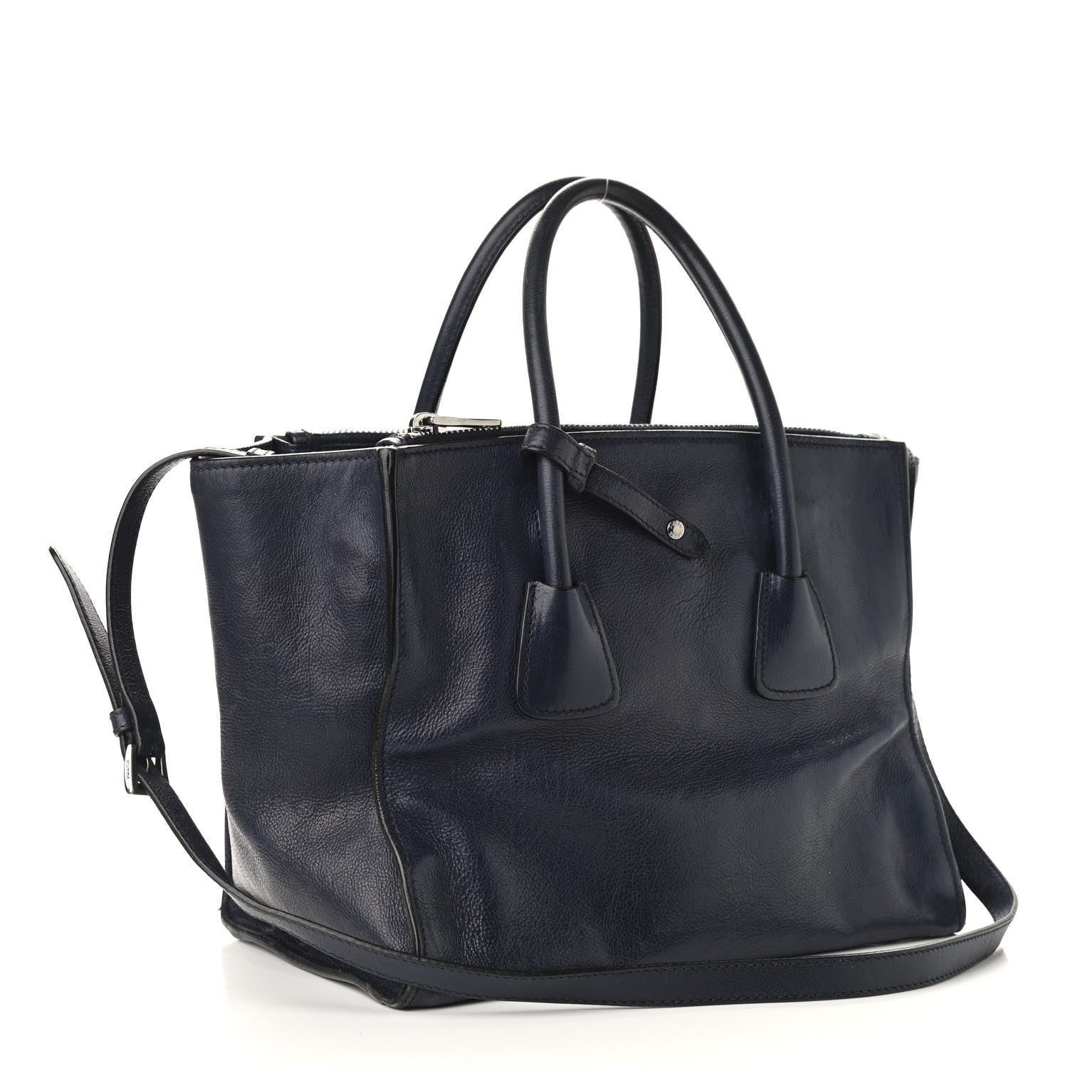 Prada Glace Calf Twin Pocket Tote Baltico 3 of 12