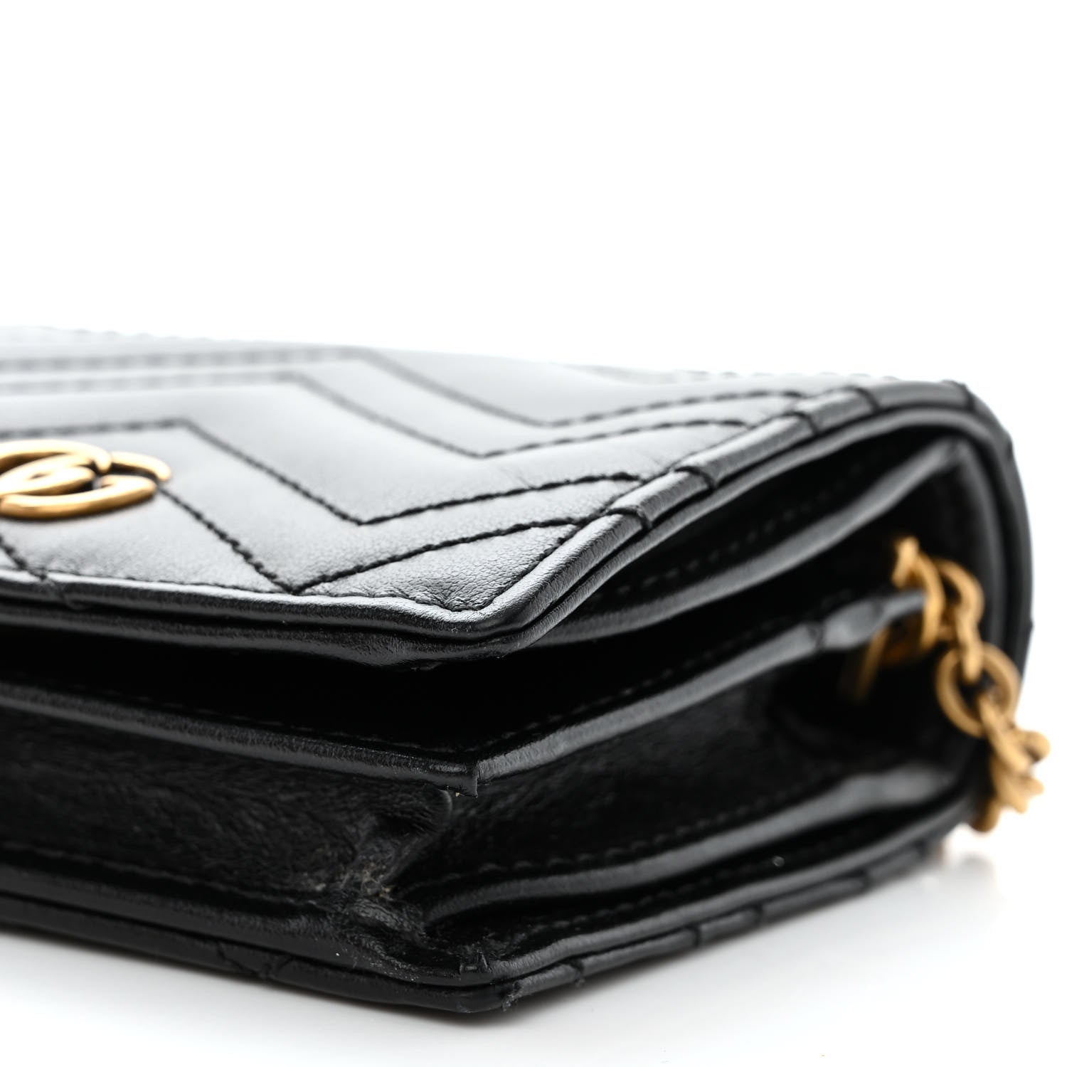 Gucci Calfskin Matelasse GG Marmont Mini Wallet On Chain Black 11 of 11