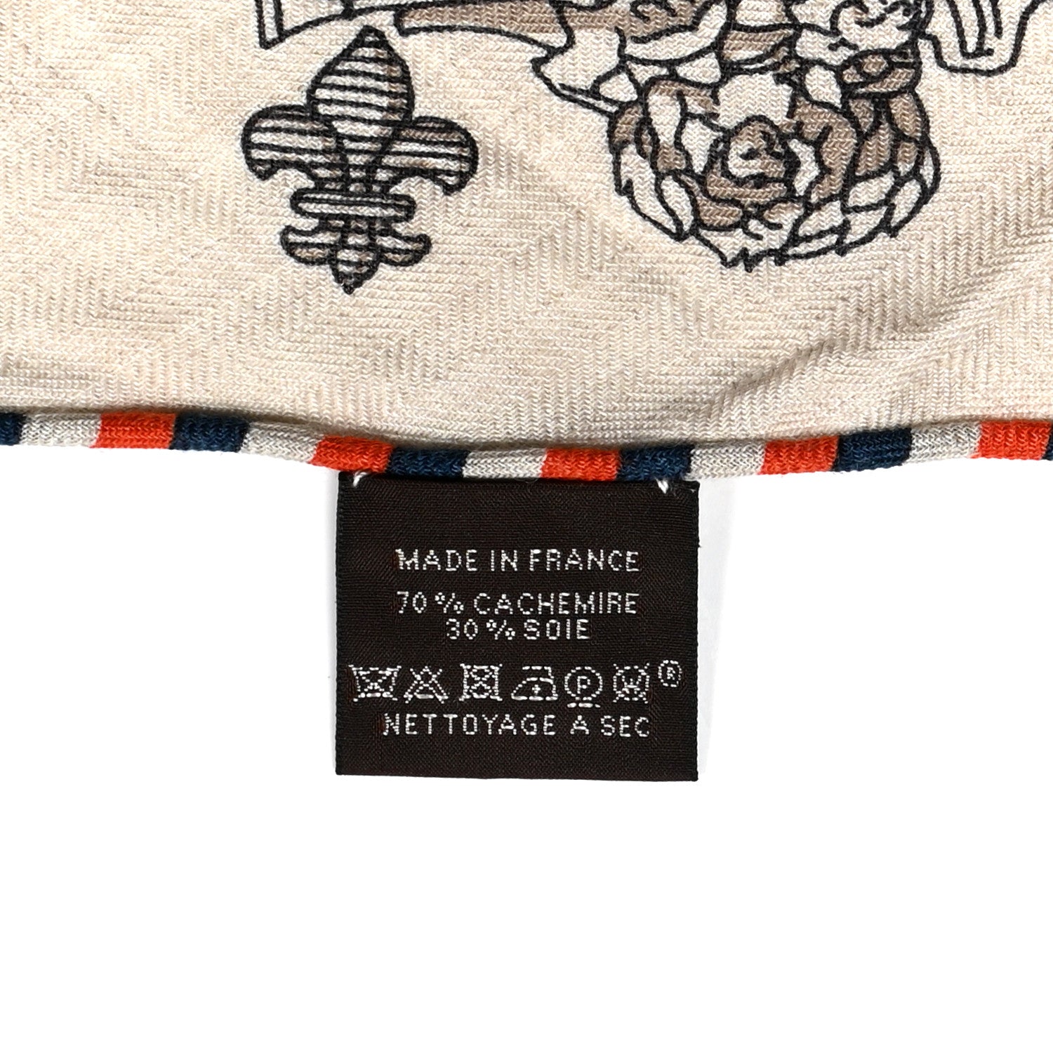 Hermes Cashmere Silk La Reale Giant Pointe Triangle Shawl Naturel Vermillon Noisette 3 of 4