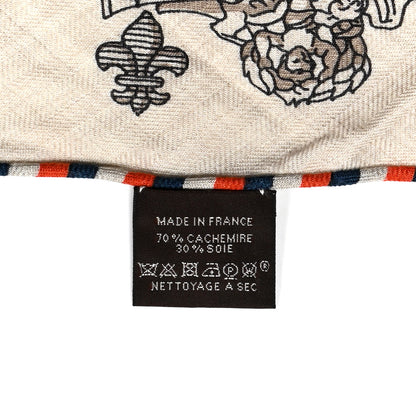 Hermes Cashmere Silk La Reale Giant Pointe Triangle Shawl Naturel Vermillon Noisette 3 of 4