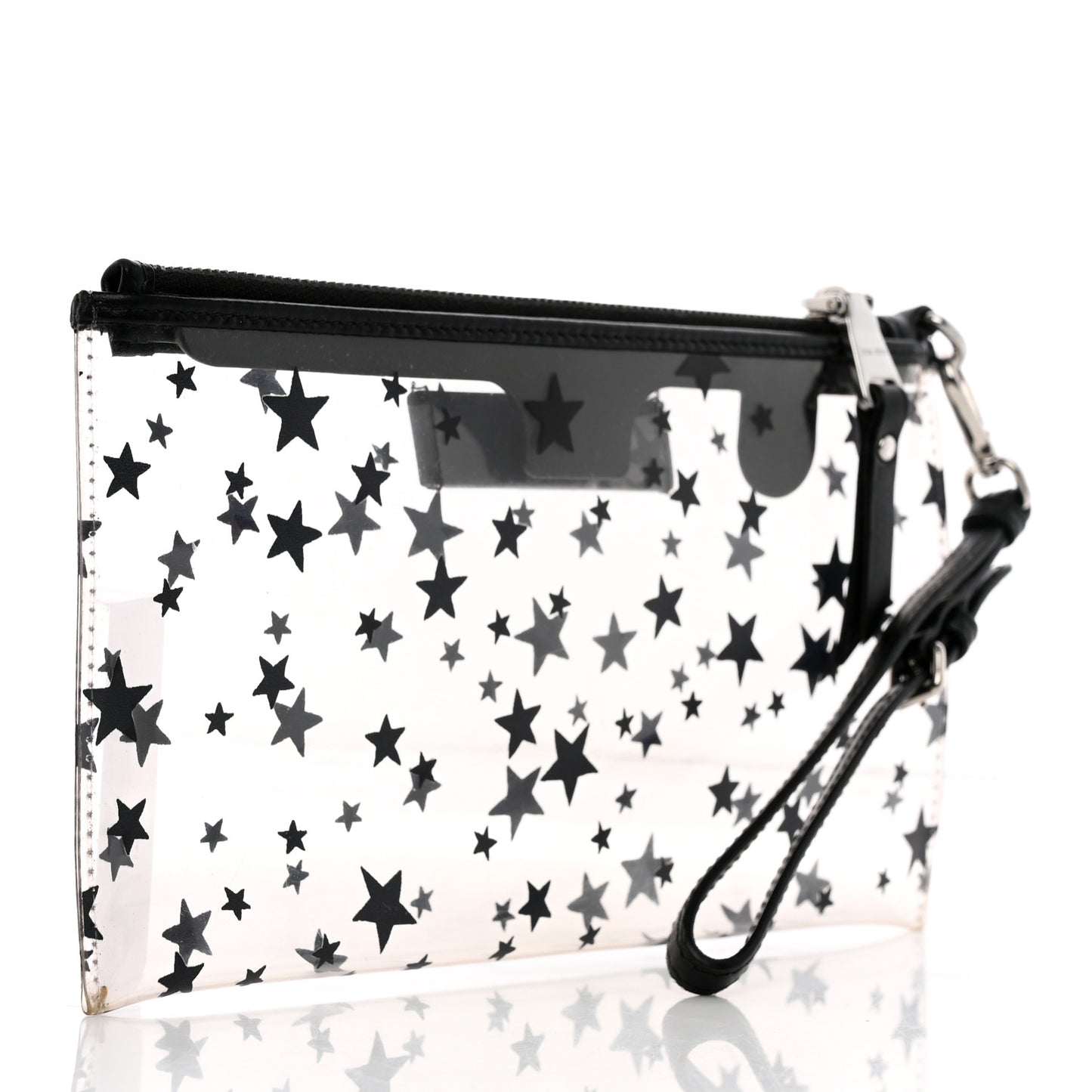 Plexiglass Star Print Wristlet Pouch Black