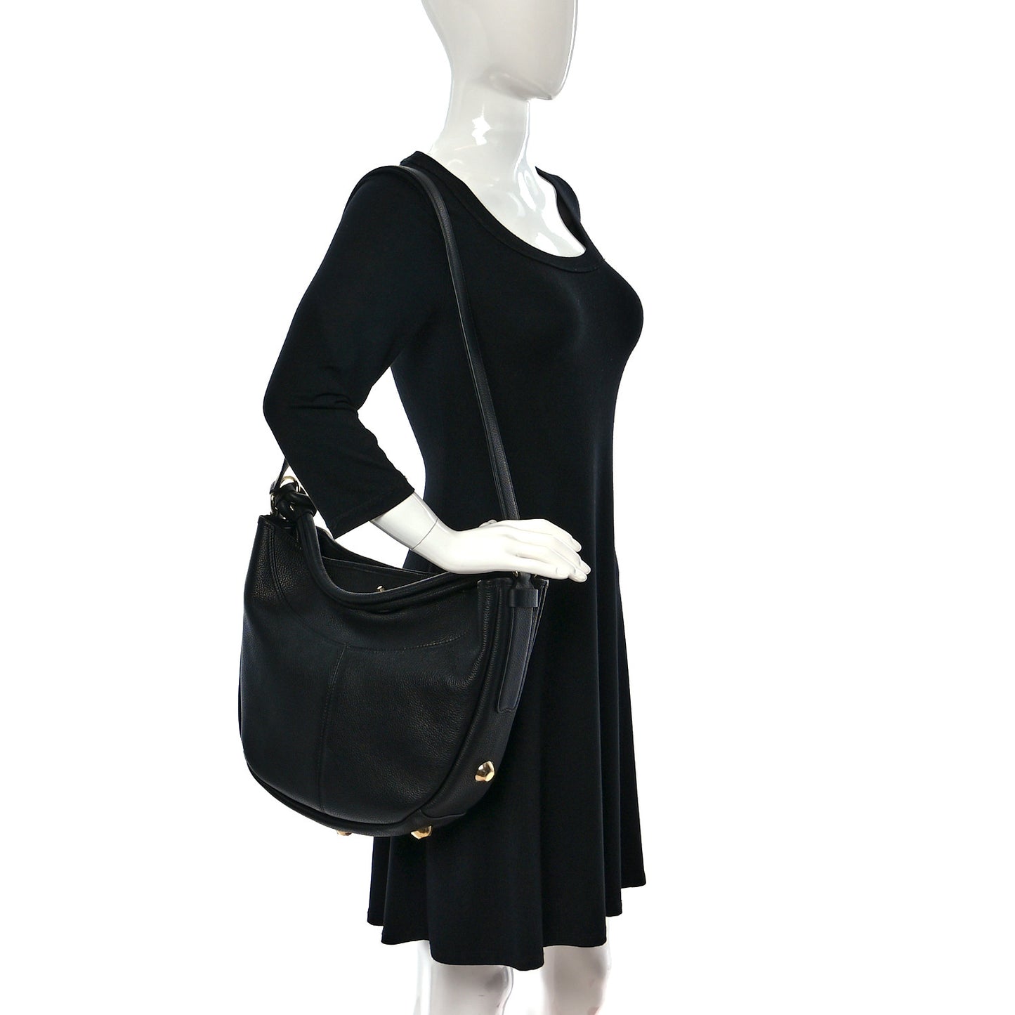 Calfskin Glam Hobo Black