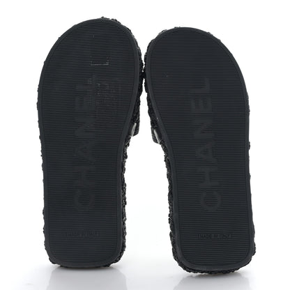 Chanel Braided Cord CC Espadrille Slip On Sandals 35 Navy Blue 5 of 8