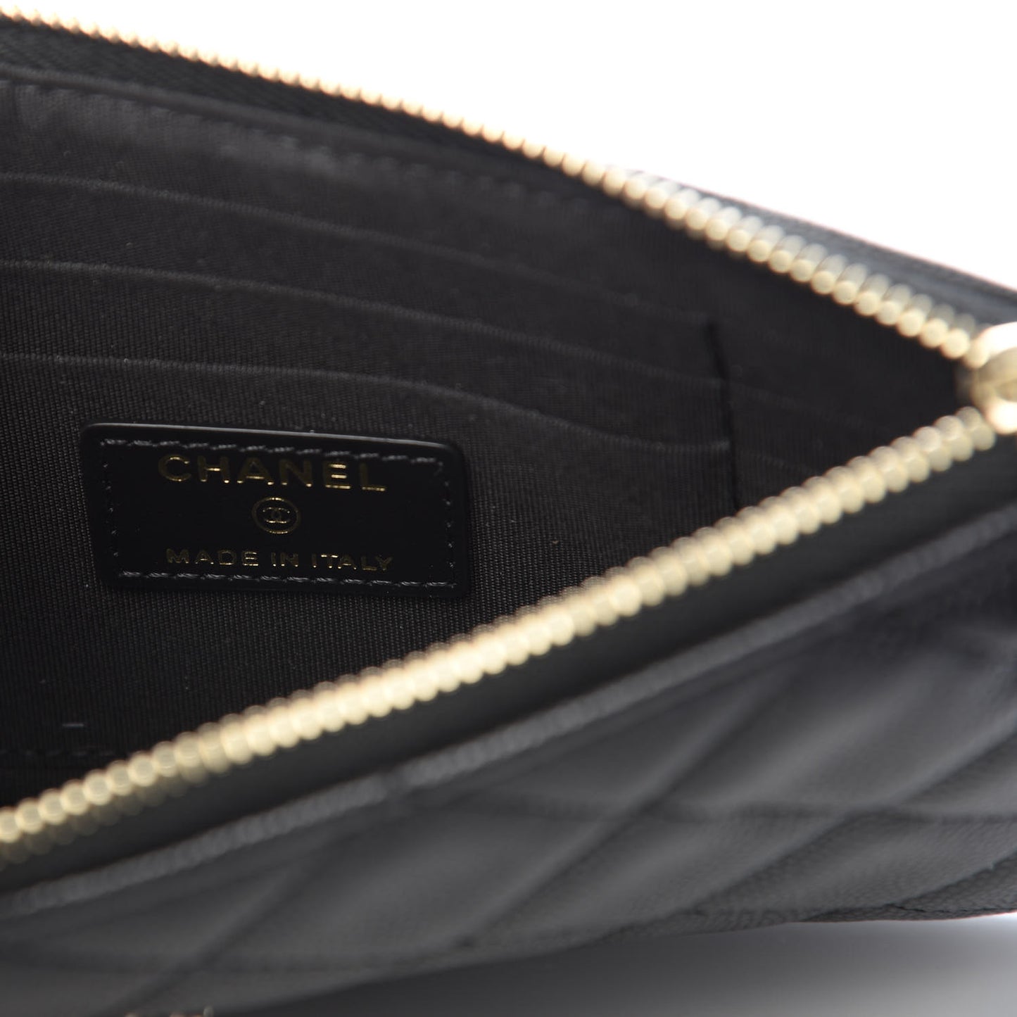 Caviar Quilted French New Wave Flat Wallet Pouch Black