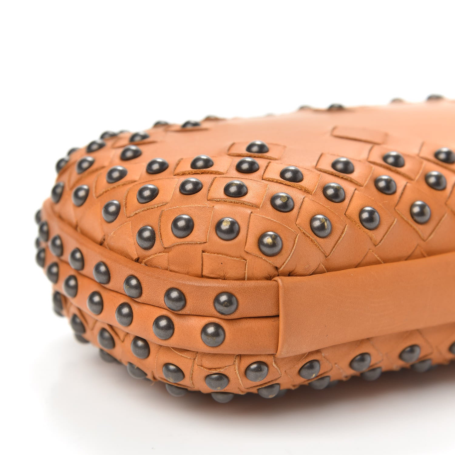 Bottega Veneta Waxy Nappa Intrecciato Knot Studded Clutch Topaz 7 of 10