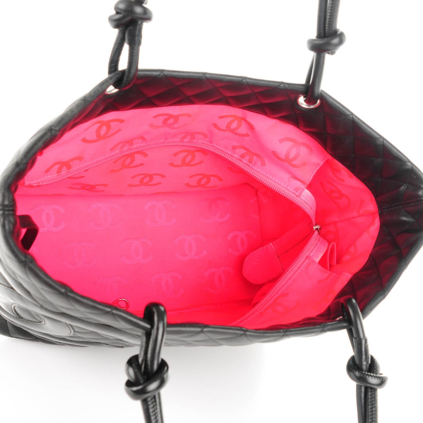 Calfskin Quilted Large Cambon Tote Black